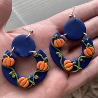 Looped Navy Pumpkin Earrings
