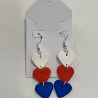 Red, White, and Blue Heart Pendent Earrings
